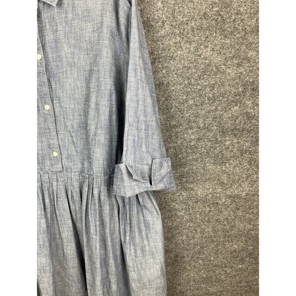 Women's Lands' End 100% Cotton Dark Blue Collared Denim Style Dress Size 18W - Picture 5 of 9